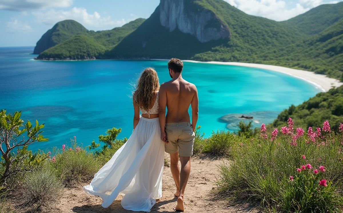 couple voyage de noces Seychelles amoureux photo